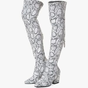 Women's Over The Knee Snake Print Boots